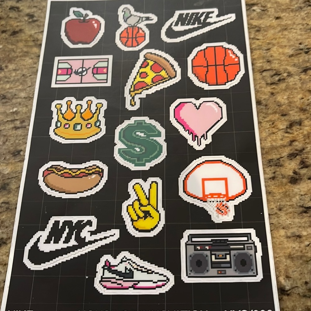 New Limited Edition Nike Stickers, pizza, basketball, hearts, sneakers,
